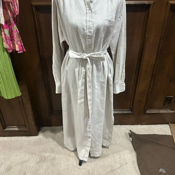 SIZE XL Fifteen Twenty Tan Cream Mandarin Collar Shirt Dress - Picture 4 of 10